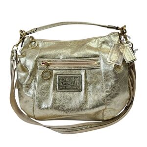 COACH Poppy Metallic Gold Leather Jazzy Hobo Shoulder Bag